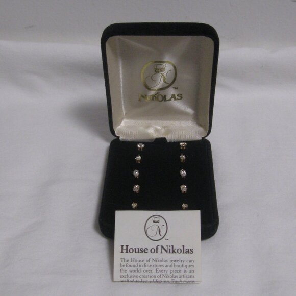 14K Gold Filled CZ Crystal Earrings Set of 7 pair in presentation box - Picture 1 of 5
